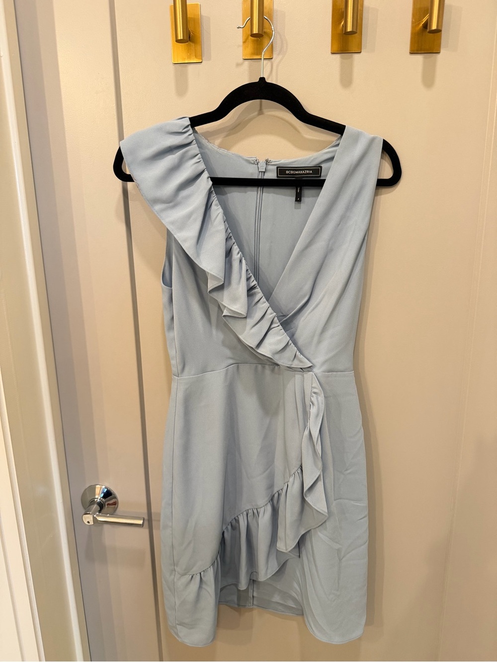 BCBGMaxAzria Pale Blue Ruffle Wrap Dress